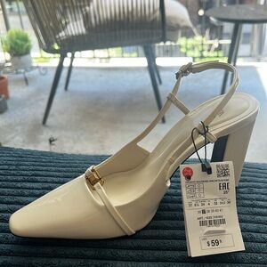 Zara White Slingback Heels